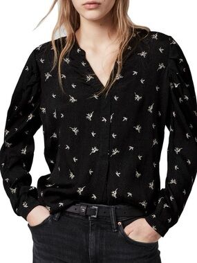 AllSaints Rosi Embroidered Print Blouse
